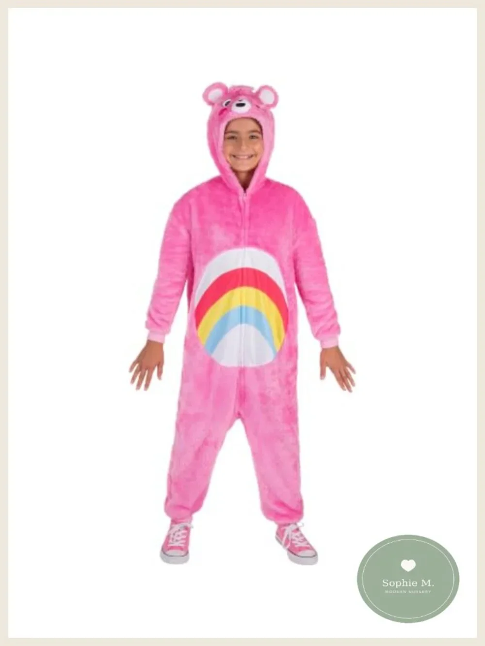 Care Bears Cheer Bear Youth Halloween Costume Hooded Onesie Jumpsuit with